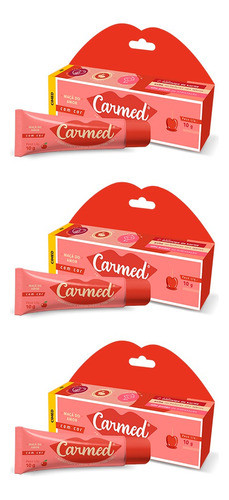 3 Carmed Hidratante Gloss Labial Vermelho Sabor Maçã Do Amor 0
