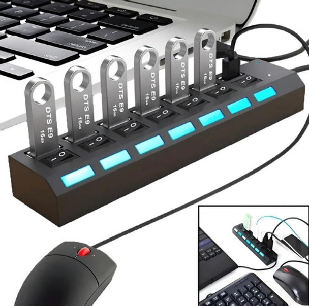 Hub Cabo Usb 2.0 Extensor 7 Portas High Speed Hd Pen Drive 0