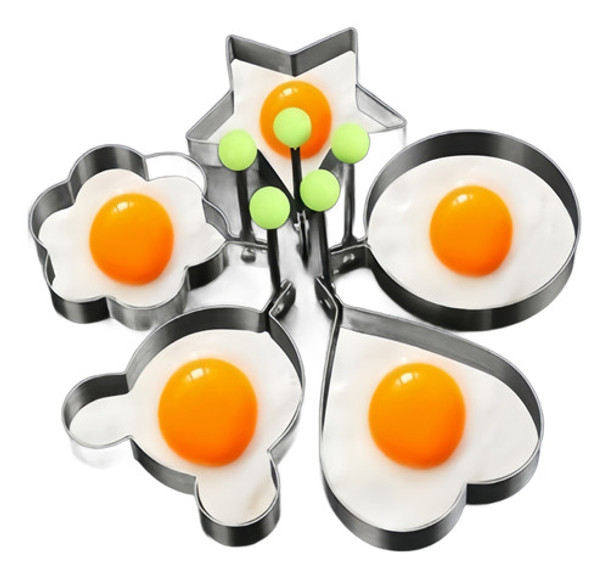 5 Peças Molde Forma Omeleteira Panqueca Ovo Frito Aço Inox 0