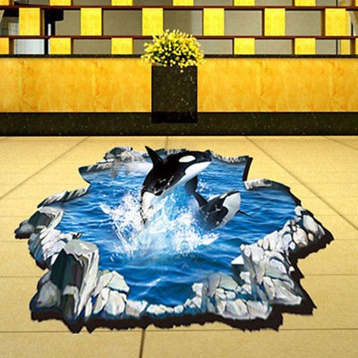 3d Etiqueta De Piso / Pared Extraíble Calcomanías De Delfine 0