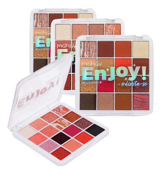 6 Paleta De Sombras Enjoy 16 Cores - Kit Mahav Atacado 0
