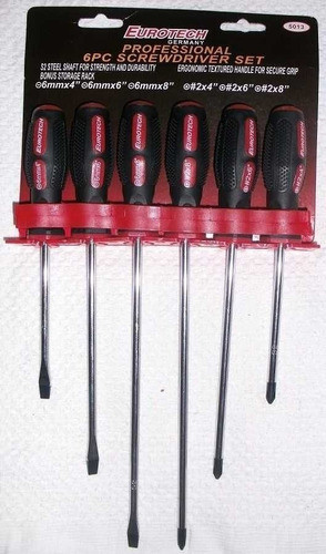 Kit 6 Destornilladores Plano Philip Imantada Eurtech $am 0