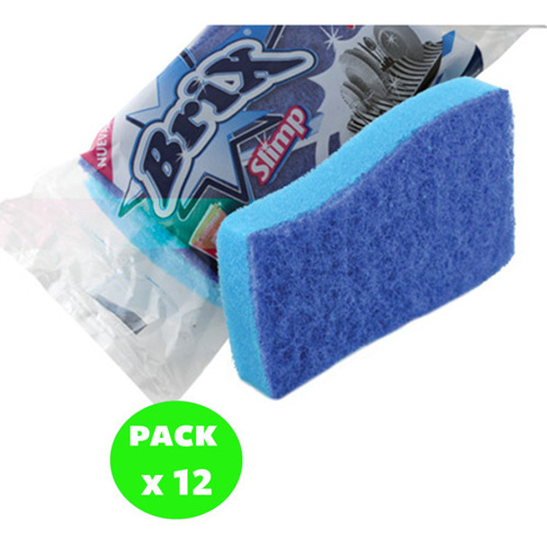 Pack X 12 Fibra Esponja Celeste Suave Para Cocina 0