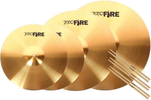 Kit De Pratos Bateria Profire Alloy 14'' 16'' 20'' Estudante 0