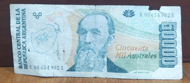 Billete 50000 Australes Reposición Bottero 2890 0