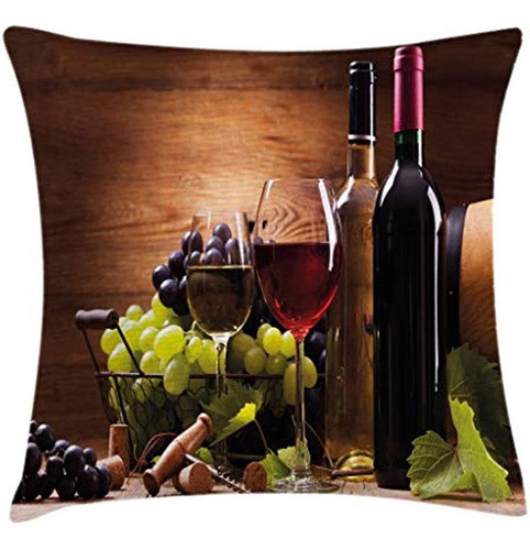 Ambesonne Wine Throw Pillow Funda De Cojín, Copas De Vino Ti 0