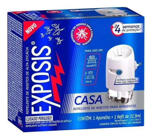 Aparelho + Refil Repelente Líquido Elétrico Exposis 32,9ml 0