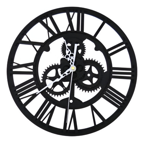 Reloj Esquelético Moderno Negro Redondo 30cm De Reloj Para L 0