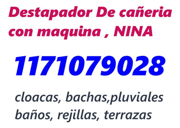 D(destapaciones De Cañeria-las 24hs En Villa Real 0