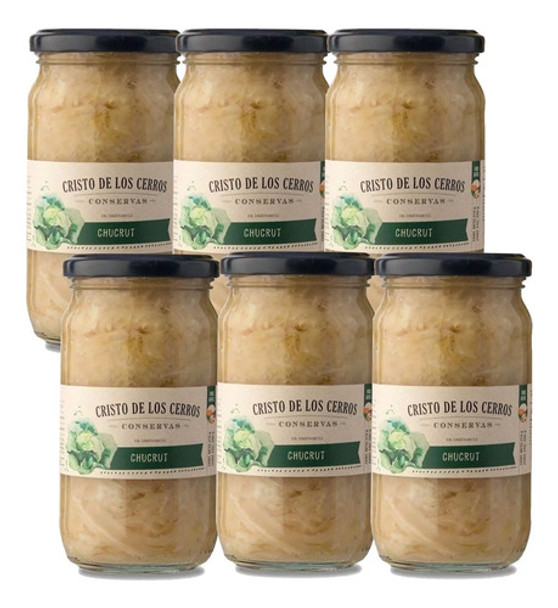 Pack 6 Frascos Conserva Chucrut Cristo De Los Cerros X 500gr 0