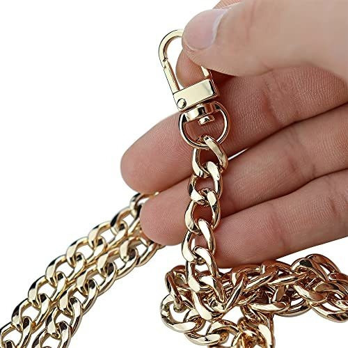 Cadena Plana Dorada Para Cartera 1.30m X 1cm  Con Ganchos 0