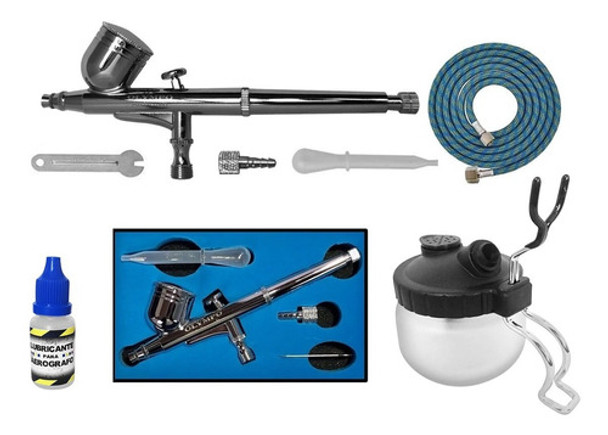 Aerografo Olympo Doble Acción 0,5 + Lub + Soporte + Manguera 0