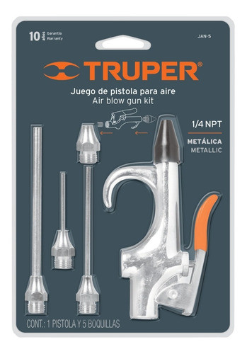 Pistola Sopletear Metálica Cromada Para Compresor Truper 0