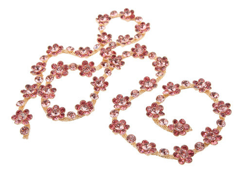 Corrente De Strass Rosa Lovely Flower Com 1,5 Cm De Largura 0
