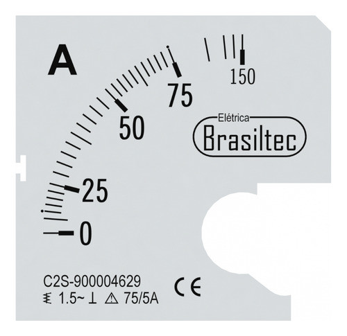 Escala 75/5 Para Amperimetro Brasiltec 72mm 0