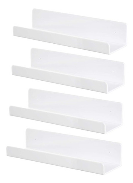 4 Pcs Estantes Flotantes De Acrílico Blanco Mostrar Cornisa, 0