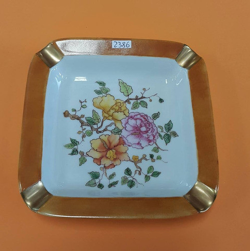 Cenicero De Porcelana.| Pintado A Mano | Floral 0