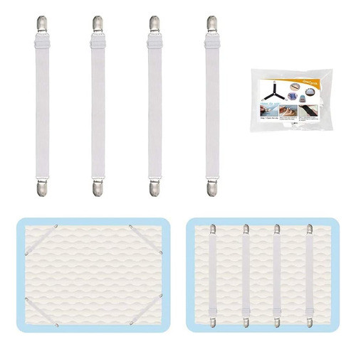 4pcs Ajustable Sábanas De Cama Correas Clips, Elástico Colch 0