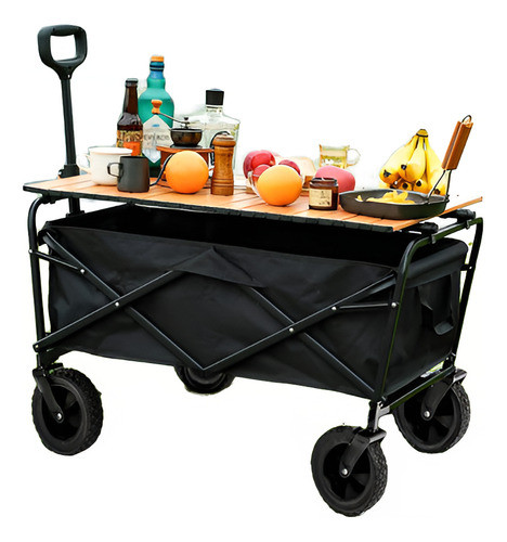 Carrinho De Carga Para Camping Dobrável 80kg - Preto 0