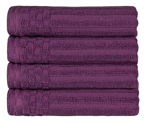 Juego De Toallas De Mano Sólidas Y Acanaladas De Algodón De 0