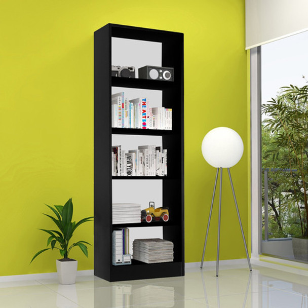 Biblioteca Negra Minimalista Moderna Con Estantes Vip 0