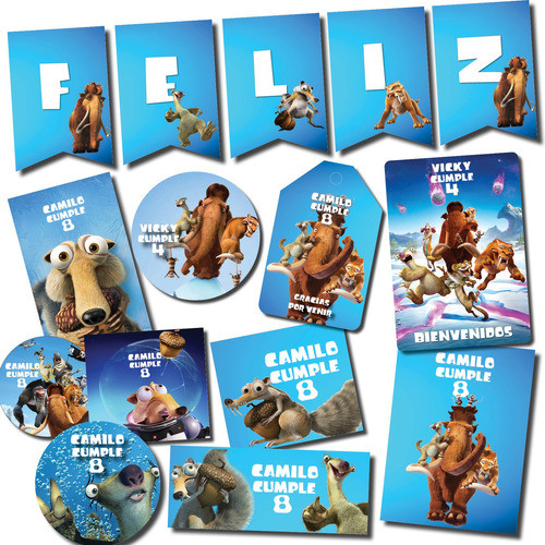 Kit Imprimible Personalizado Era De Hielo Candy Deco Invitac 0