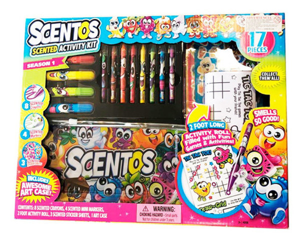 Kit Crayones, Marcadores, Cartuchera, Stickers Scentos 17 Pz 0