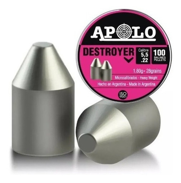 Balines Apolo Destroyer Point 5.5 X100 Punta .22 Caza 0