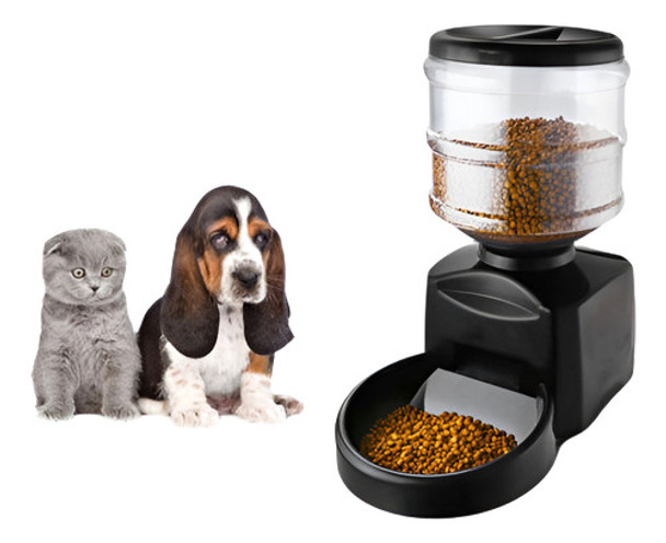 Nuevo Perro Gato 5,5 L Negro Alimentador De Mascotas Automát 0
