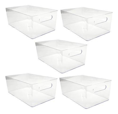 Kit 5 Caixa Cesta Organizadora Retangular Em Acrílico 0