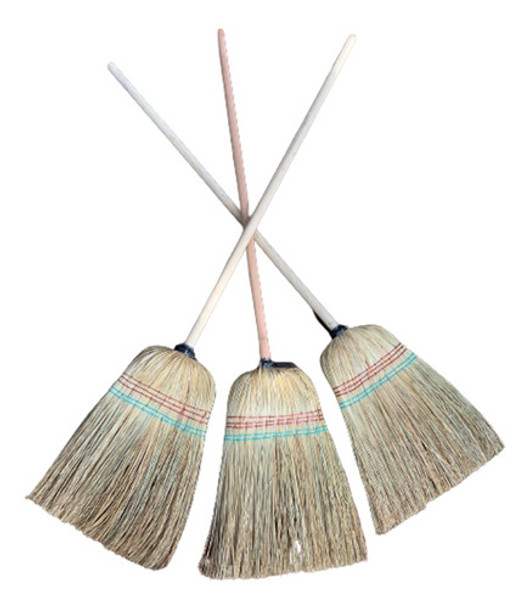 Escoba De Paja Galponera De 5 Hilos Con Cabo. Pack X 6 Un. 0