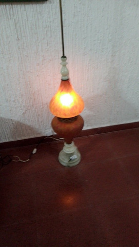 Antigua Lampara De Pie En Mármol  Vidrio De Murano Y Bronce 0