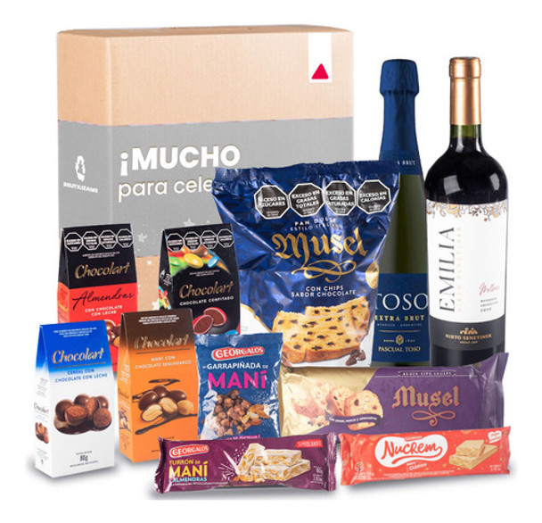 Caja Navideña Regalo 11 Productos Premium Vino Pan Dulce 0