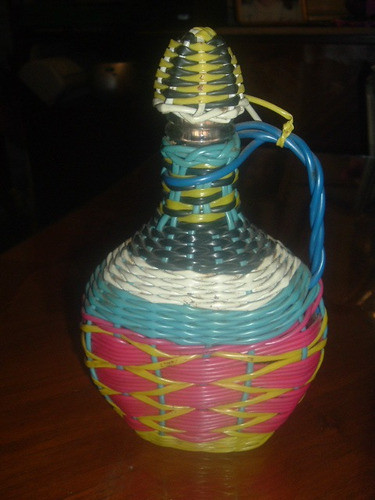 Botella Vidrio Recubierta Plastico Multicolor 0