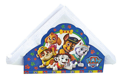 Servilletero Estampado Y 15 Servilletas Blancas - Paw Patrol 0