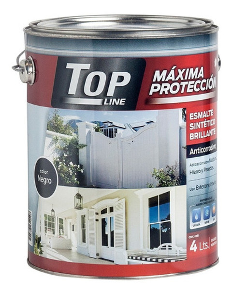 Esmalte Sintetico Doble Accion Negro Brillante Topline 4 Lts 0