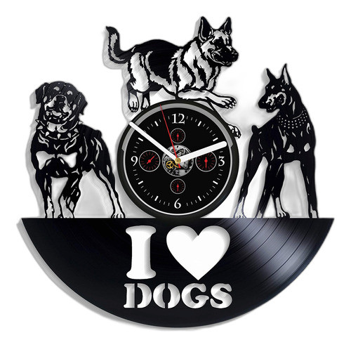 Amo Perros Reloj De Pared Perro Reloj De Pared Vintage Disco 0
