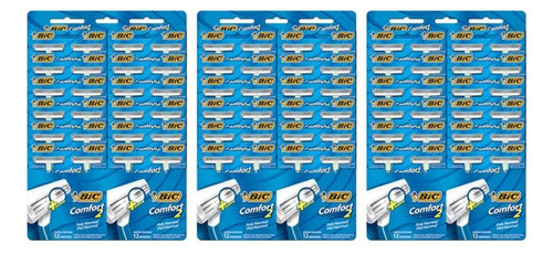 Kit C/03 Bic Confort 2 Pele Normal Aparelho Azul 12x2 0