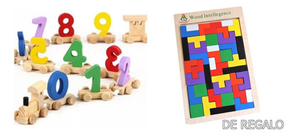 Juego Educativo De Madera / Tren Encastre + Regalo Puzzle 3d 0