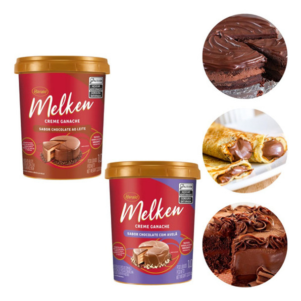 Kit 2 Creme Ganache Ao Leite E Avelã Melken 1kg Harald 0