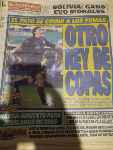 Diario Crónica 19/12/2005 Boca Campeón Sudamericana 0 Diario Crónica 19/12/2005 Boca Campeón Sudamericana 0