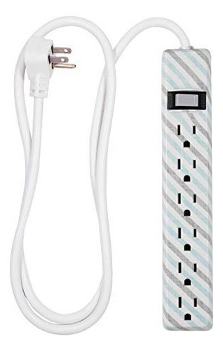 Stripes 6 Outlet Power Strip 4 Ft Power Cord Flat Plug W 0