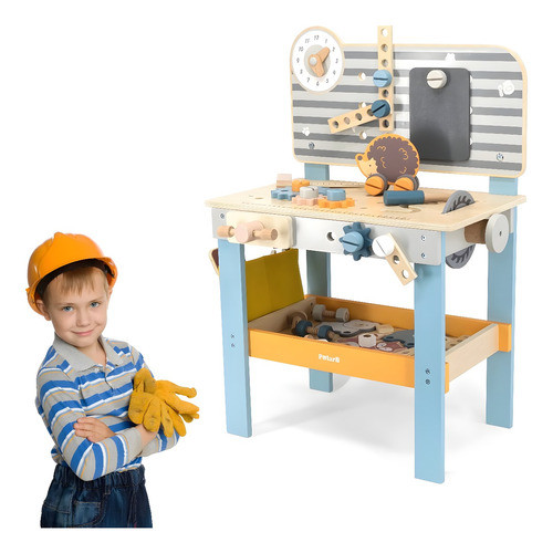Mesa Herramientas Juguete Didactico Trabajo Infantil Madera 0