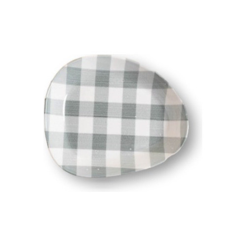 Bandeja/fuente De Cerámica Blanco Y Gris Irregular 20x17cm 0