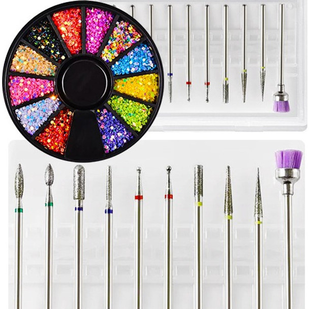 Kit Fresas Brocas Manicura Rusa + Organizador + Rueda Strass 0