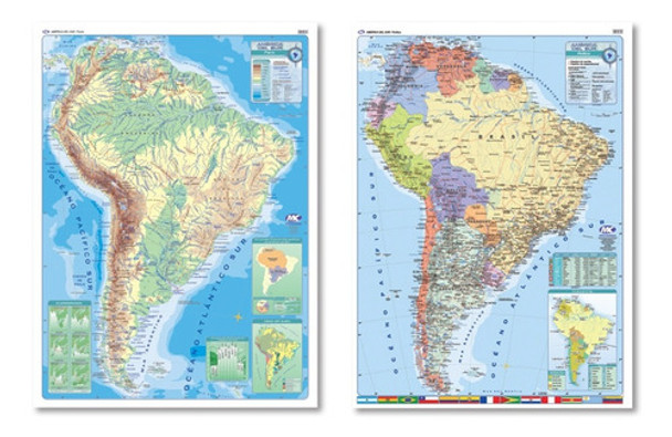 Mapa Mural Plastificado América Del Sur Bifaz 95x130cm 0