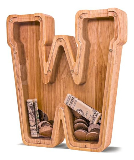 Alcancia De Madera Y Acrilico 23cm Letra W 0 Alcancia De Madera Y Acrilico 23cm Letra W 0
