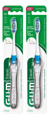 Gum Combo Cepillo Travel Viajero Suave 4 Hileras 2 Unidades 0