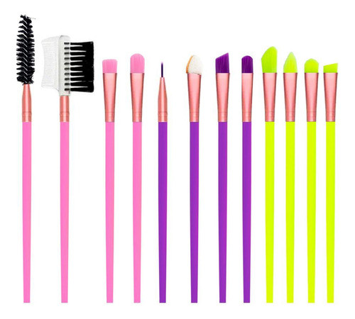 Set X 12 Pinceles Brochas Maquillaje Ushas Fluo 0