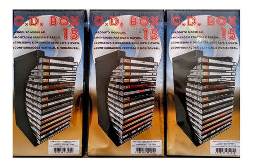 Kit 3 Porta Cds - Box Modular Para 15 Cds 0